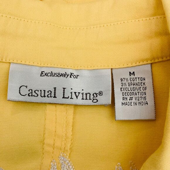 Vintage Casual Living Embroidered Trucker Style Jacket in Sunny Yellow ~ Medium - Picture 5 of 7